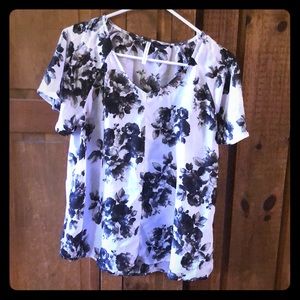 Black and white floral blouse